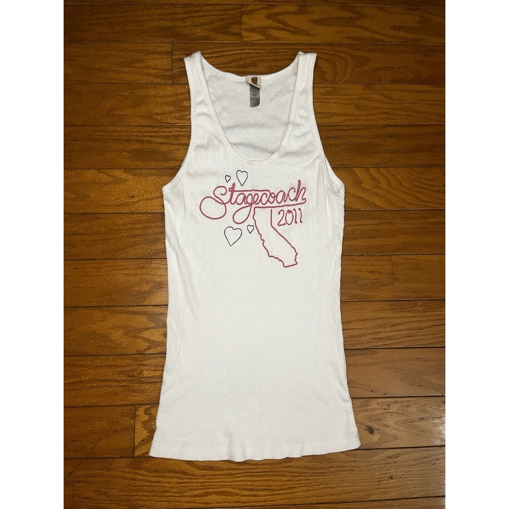 Stagecoach 2011 Women's White‎ Tank Top Size Large Made In USA